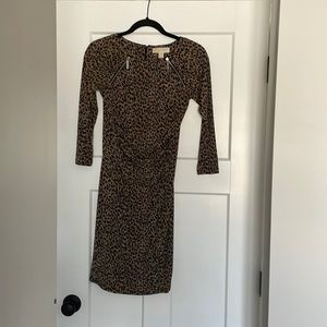 Michael Kors Cheatah Print Rouched Dress